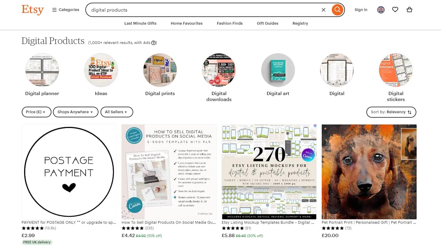 Цифровые товары на Etsy